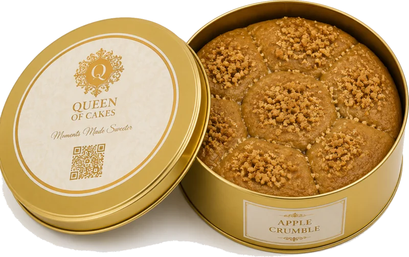 Warm apple crumble cookie tin